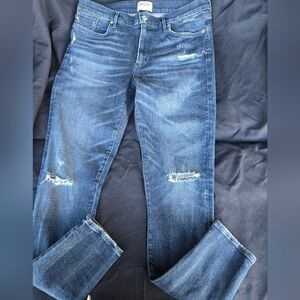 Agolde Dark Blue Distressed Skinny Jeans